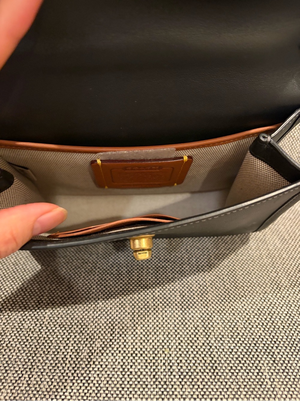 Coach Kip Turnlock Crossbody Handbag in Black - Picture 5 of 9